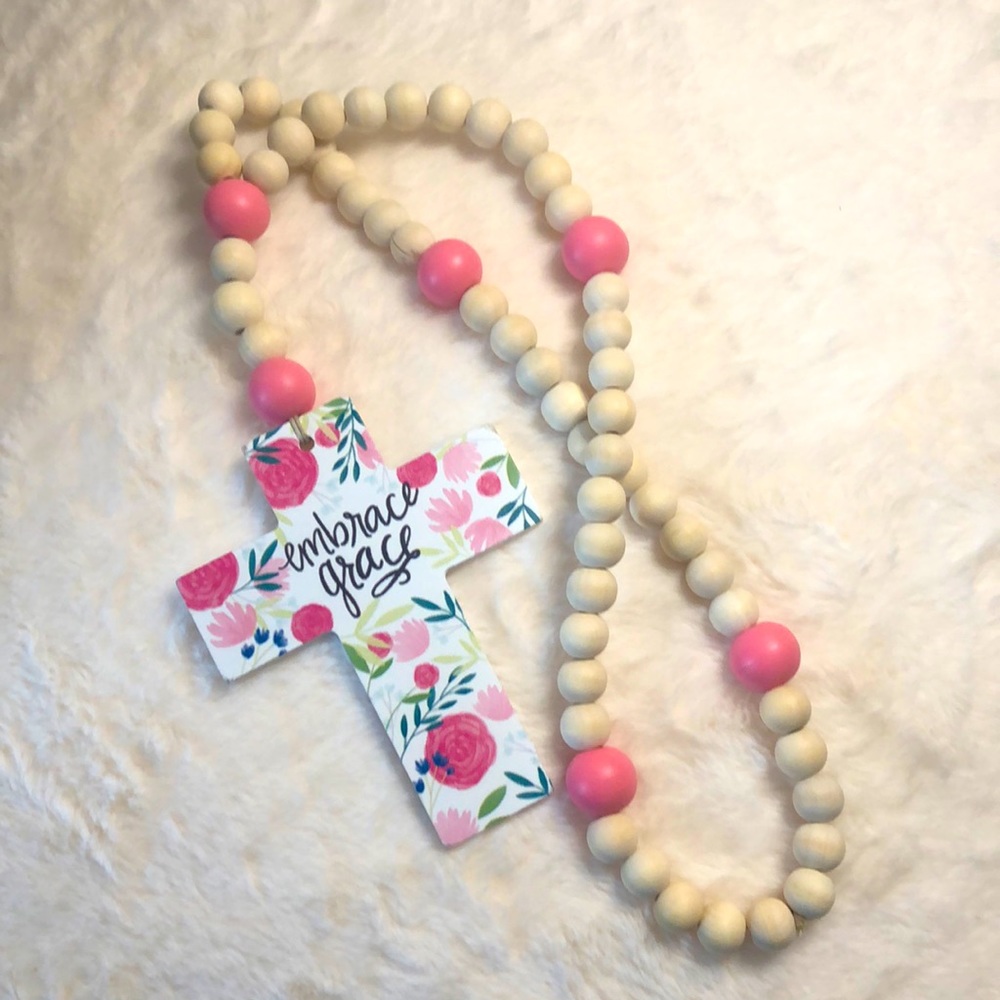 Handmade Wooden Rosary Garland.